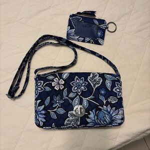 Vera Bradley Navy Floral tropic tapestry Crossbody Bag with Coin Pouch